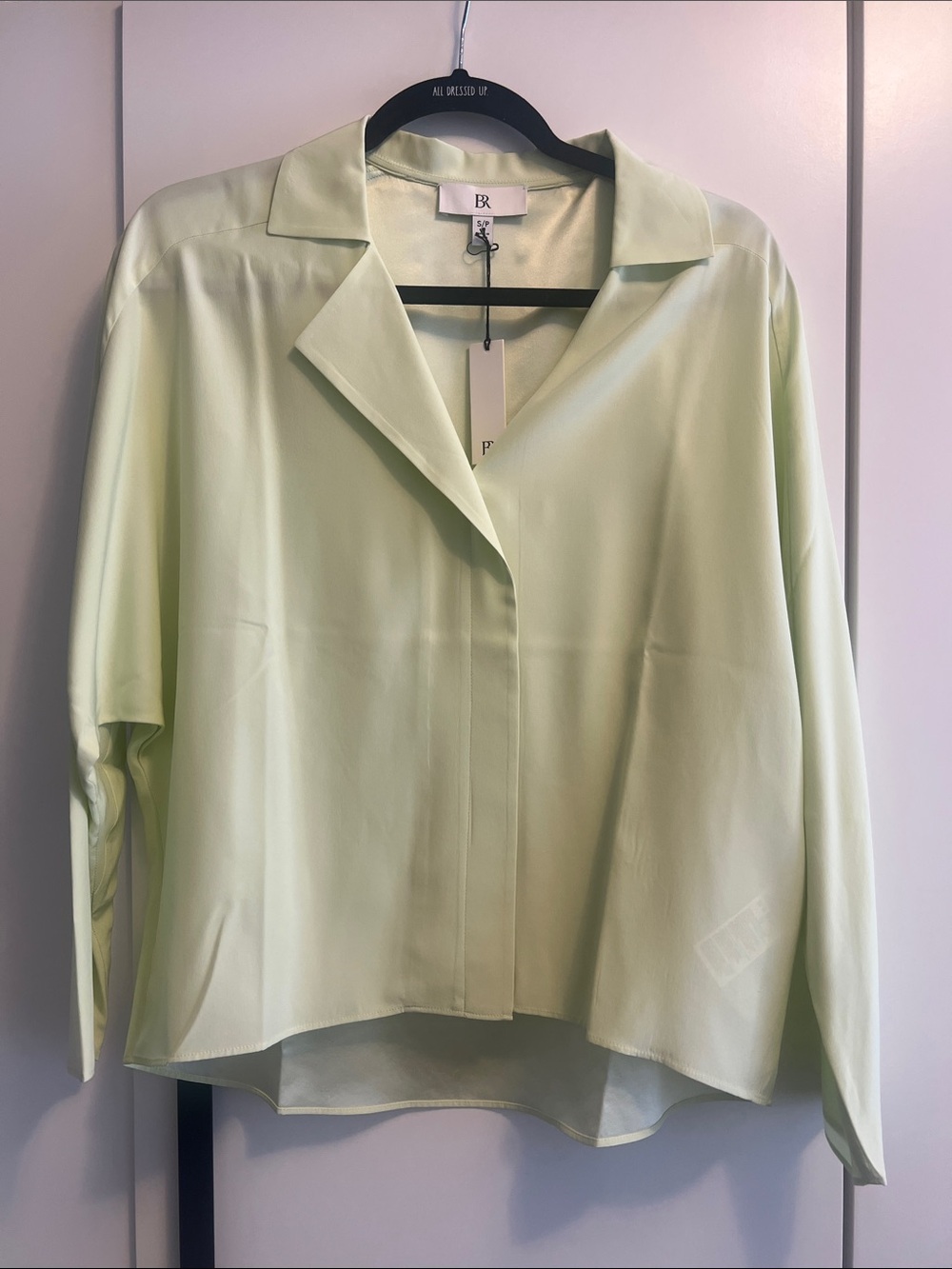 Banana Republic 100% Silk Light Green Relaxed Button-Front blouse